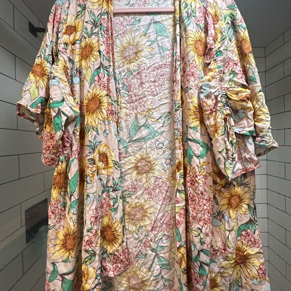 Maurices Floral Kimono - Yellow and Pink